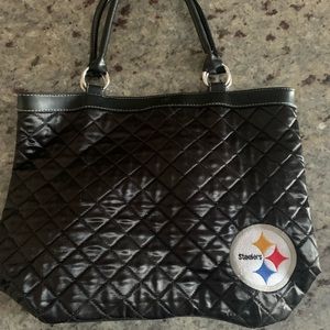 Black Steelers Quilted Tote Bag/Purse